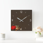 Horloge Carrée Halloween Lune Hantée Maison Carré Cloc (Maison)