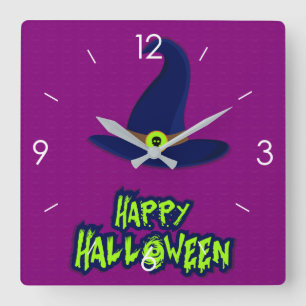 Horloge Carrée Halloween Lune Hantée Maison Carré Cloc