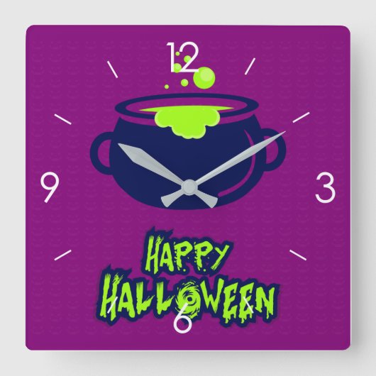 Horloge Carrée Halloween Lune Hantée Maison Carré Cloc (Recto)