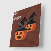 Horloge Carrée Halloween Lune Hantée Maison Carré Cloc (Angle)