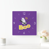 Horloge Carrée Halloween Lune Hantée Maison Carré Cloc (Maison)