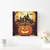 Horloge Carrée Halloween Moonlight Haunted House (Maison)