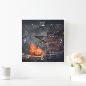 Horloge Carrée Halloween Moonlight Haunted House (Maison)