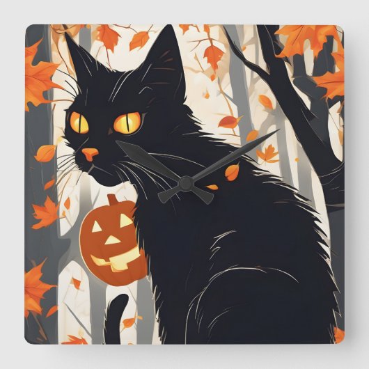 Horloge Carrée Halloween Moonlight Haunted House (Recto)