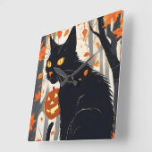 Horloge Carrée Halloween Moonlight Haunted House (Angle)