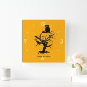 Horloge Carrée Halloween Moonlight Haunted House Square Wall Cloc (Maison)