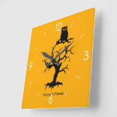Horloge Carrée Halloween Moonlight Haunted House Square Wall Cloc (Angle)