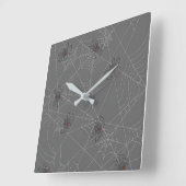 Horloge Carrée Halloween spiders web and pumpkins (Angle)