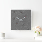 Horloge Carrée Halloween spiders web and pumpkins (Maison)