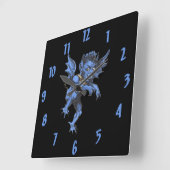 Horloge Carrée Halloween vintage, Malheur effrayant Gargoyle Demo (Angle)