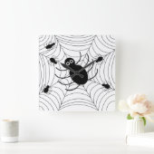 Horloge Carrée Halloween Web Black Spider (Maison)