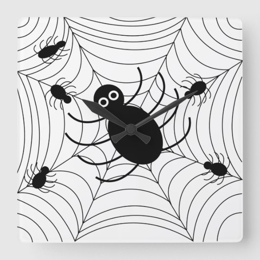 Horloge Carrée Halloween Web Black Spider (Recto)