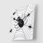Horloge Carrée Halloween Web Black Spider (Angle)