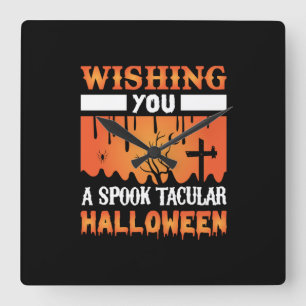Horloge Carrée Halloween Wishing You A Spooky Halloween