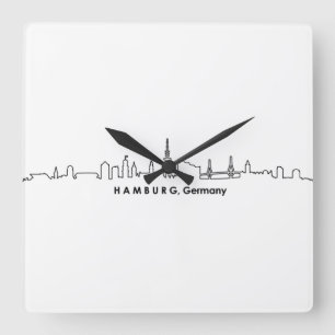Horloge Carrée HAMBURG Elbe Germany City Skyline Silhouette