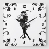 Horloge Carrée Hameau Le Bard Blanc Noir chiffres (Recto)