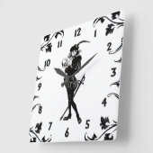 Horloge Carrée Hameau Le Bard Blanc Noir chiffres (Angle)