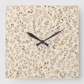 Horloge Carrée Hand Drawn Boho Leaf Pattern (Recto)