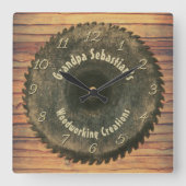 Horloge Carrée Handyman Woodworking Rustic Saw (Recto)