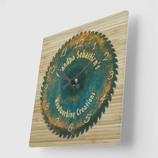 Horloge Carrée Handyman Woodworking Rustic Saw (Angle)