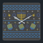 Horloge Carrée hanukkki<br><div class="desc">Happy Hanukkah
Judaïsme 
Hérév
Jews

hanukkah,  jewish,  christmas,  hanukah,  holiday,  funny,  jew,  happy hanukkhah,  menorah,  dreidel,  hanukkah,  israel,  herew,  star of david,  hannukah,  holidah,  judaism,  american flag,  birthday,  kwanzaa,  xmas Peut-être,  nice,  solive,  jewish christmas,  humorous,  merry</div>