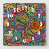 Horloge Carrée Happiness By Squid Fear City (Recto)