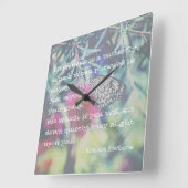 Horloge Carrée Happiness is a Butterfly - Inspiring Quote (Angle)