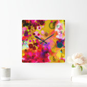 Horloge Carrée Happy Abstrait Wall Clock (Maison)