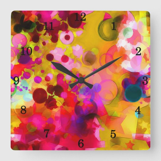 Horloge Carrée Happy Abstrait Wall Clock (Recto)