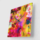 Horloge Carrée Happy Abstrait Wall Clock (Angle)