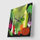 Horloge Carrée Happy garden Produce Wall Clock (Angle)