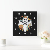 Horloge Carrée Happy Ghost Retro Hippie Vibe (Maison)