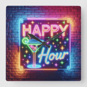 Horloge Carrée Happy Hour Sign On Rainbow Brick (Recto)