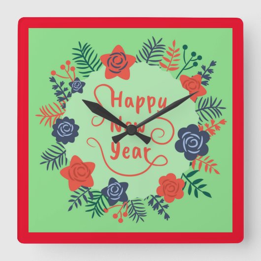 HORLOGE CARRÉE HAPPY NEW YEAR SQUARE WALL CLOCK (Recto)