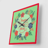 HORLOGE CARRÉE HAPPY NEW YEAR SQUARE WALL CLOCK (Angle)