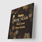 Horloge Carrée Happy new yearThrow Pillow design.instant download (Angle)