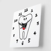 Horloge Carrée Happy teeth customizable for your Dental practice (Angle)