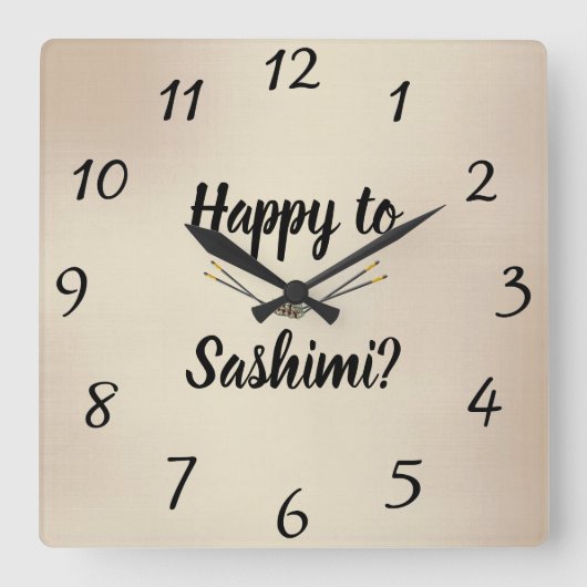 Horloge Carrée Happy to sashimi ? Wall Clock (Recto)