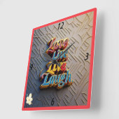 Horloge Carrée "Happy Vibes Only" (Angle)