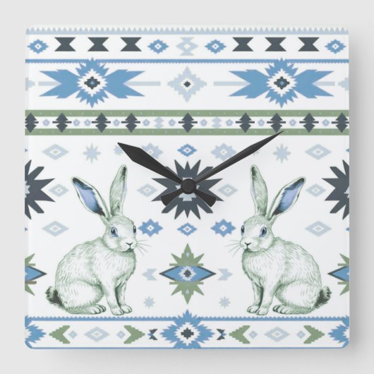 Horloge Carrée Hares du désert (Recto)