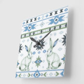 Horloge Carrée Hares du désert (Angle)