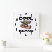 Horloge Carrée haricots cool drôles (Maison)