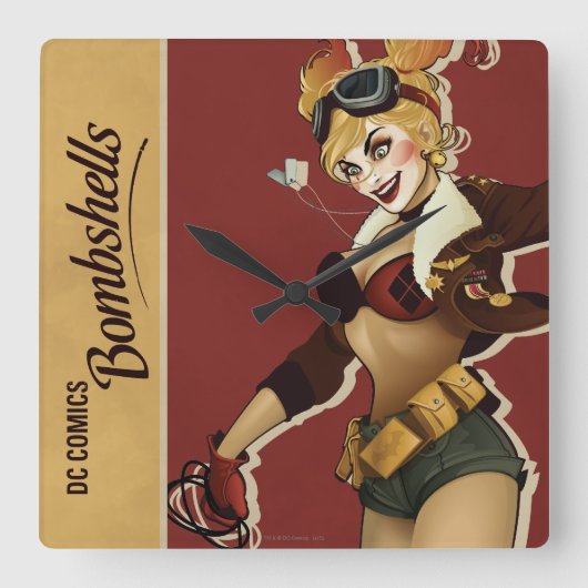 Horloge Carrée Harley Quinn Bombshells Pinup (Recto)