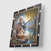 Horloge Carrée Harmonie amérindienne : l'embellie de Firelight (Angle)