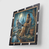 Horloge Carrée Harmonie amérindienne : l'embellie de Firelight (Angle)