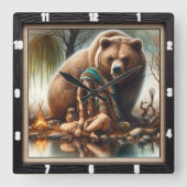 Horloge Carrée Harmonie des filles amérindiennes (Recto)