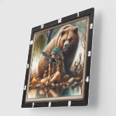 Horloge Carrée Harmonie des filles amérindiennes (Angle)