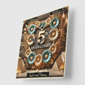 Horloge Carrée Harmonie rustique 5e anniversaire Chef-d'oeuvre fl (Angle)