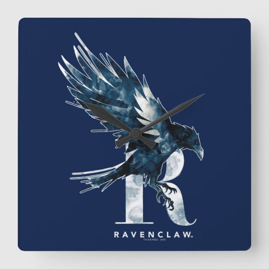 Horloge Carrée Harry Potter | Aquarelle RAVENCLAW™ Raven (Recto)