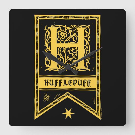 Horloge Carrée Harry Potter | Bannière Monogramme Hufflepuff (Recto)